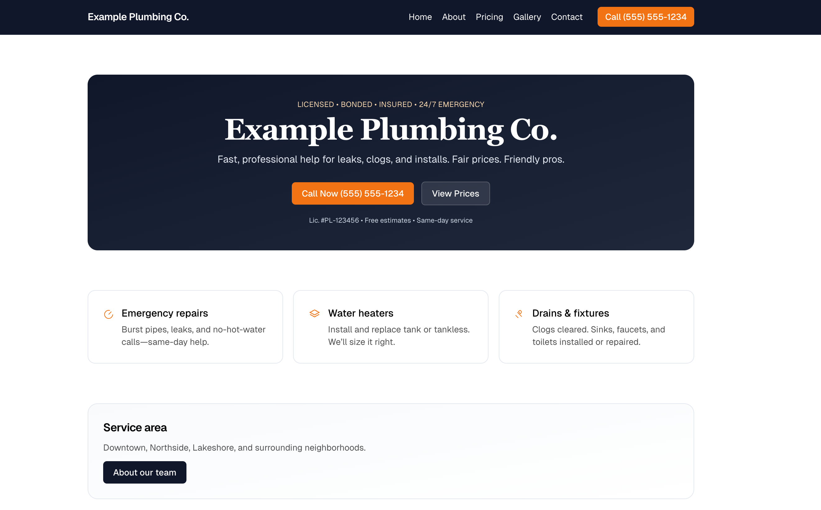 Plumber demo preview